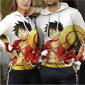 Inspiré par Une pièce Monkey D.Luffy Cosplay Sweat à capuche Térylène Personnage Basique Pour Femme / Homme