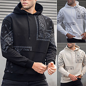 Homme Sweat-shirt à capuche Tribal Lacet Capuche Décontractée du quotidien Vacances Ethnique Décontractée Pulls Capuche Pulls molletonnés Manches Longues Noir