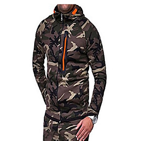 Homme Sweat-shirt à capuche Veste Camouflage Casual du quotidien Antique Rétro Vintage Pulls Capuche Pulls molletonnés Gris Claire Gris Foncé camouflage vert /