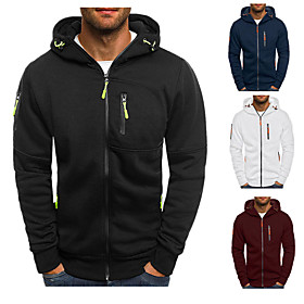 Homme Sweat à capuche Sweat à capuche zippé Dragon Couleur unie Capuche Sport Loisir Décontractée Des sports non imprimable Vêtement de sport Décontractée Pul