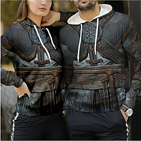 Inspiré par Viking Viking Costume de Cosplay Sweat à capuche Térylène Imprimé Imprimé Harajuku Art graphique Sweat à capuche Pour Homme / Femme