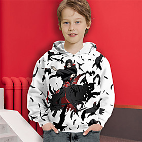 Sweat à capuche Garçon Enfants Naruto Manches Longues 3D effet Animé Blanche Enfants Hauts L'autume L'hiver Actif Mode du quotidien du quotidien Intérieur Exté