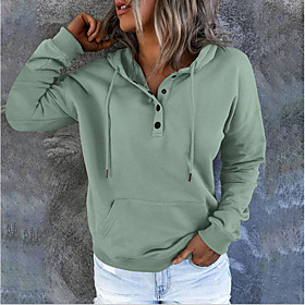 Femme Sweat à capuche Sweat à capuche boutonné Plein Couleur unie Décontractée du quotidien Sortie Décontractée Pulls Capuche Pulls molletonnés Rouge vin Vert