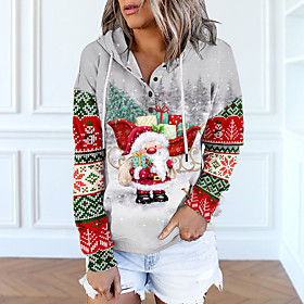 Femme Sweat à capuche Sweat L'assistant du Père Noël Poche avant Imprimer Noël Décontractée Des sports 3D effet Actif Vêtement de rue Pulls Capuche Pulls molle