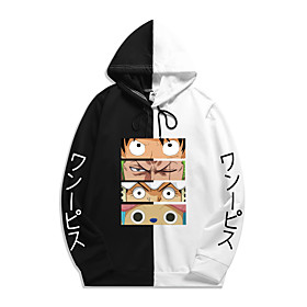 Inspiré par One Piece Monkey D.Luffy Sweat à capuche Anime 100 % Polyester Animé Harajuku Art graphique Kawaii Sweat à capuche Pour Homme / Femme / Couple