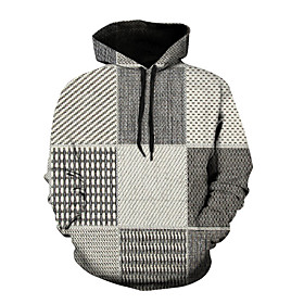 Homme Sweat-shirt à capuche Tartan Graphique Bloc de couleur Lacet Capuche Décontractée du quotidien Vacances 3D effet Vêtement de sport Décontractée Snowflake