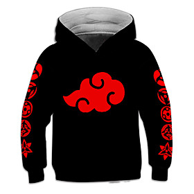 Sweat à capuche Garçon Enfants Naruto Manches Longues 3D effet Animé Rouge Enfants Hauts L'autume L'hiver Actif Mode du quotidien du quotidien Intérieur Extéri