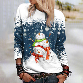 Femme Sweat-shirt Sweat Motif de flocon de neige Bonhomme de neige Imprimer Noël Cadeau Noël Décontractée 3D effet Actif Vêtement de rue Pulls Capuche Pulls mo