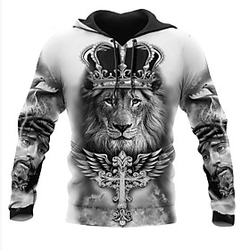 Homme Sweat-shirt à capuche Veste Imprimés Photos Lion Imprimer Capuche Décontractée du quotidien Des sports 3D effet Vêtement de sport Décontractée Pulls Capu