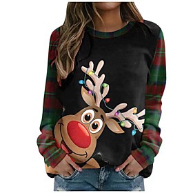 Femme Sweat-shirt Sweat Ecossais à Carreaux Ecossais Renne Imprimer Noël Cadeau Noël du quotidien 3D effet Actif Vêtement de rue Pulls Capuche Pulls molletonné