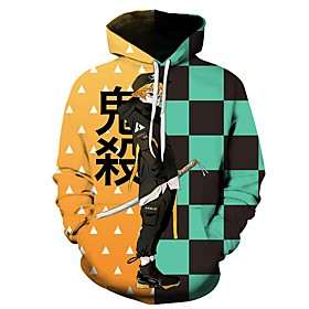 Inspiré par Tueur de démons Kamado Tanjirou Sweat à capuche Anime Polyester / Coton Animé Art graphique Sweat à capuche Pour Homme / Femme / Couple