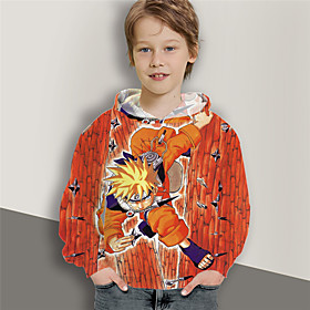 Sweat à capuche Garçon Enfants Naruto Manches Longues 3D effet Animé Orange Enfants Hauts L'autume L'hiver Actif Mode du quotidien du quotidien Intérieur Extér