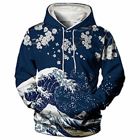 Homme Sweat-shirt à capuche Graphique Paysage Décontractée du quotidien Fin de semaine 3D effet Décontractée Pulls Capuche Pulls molletonnés Bleu