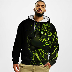 Homme Unisexe Sweat-shirt à capuche Imprimés Photos Lion Imprimer du quotidien Des sports 3D effet Décontractée Designer Pulls Capuche Pulls molletonnés Vert