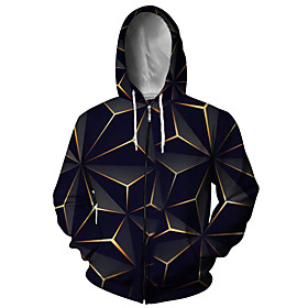 Homme Unisexe Sweat à capuche zippé Veste Géométrique Imprimés Photos Fermeture éclair Imprimer du quotidien Des sports 3D effet Décontractée Designer Pulls Ca