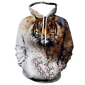 Homme Unisexe Sweat-shirt à capuche Imprimés Photos tigre Imprimer du quotidien Des sports 3D effet Décontractée Designer Pulls Capuche Pulls molletonnés Marro