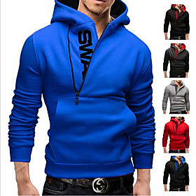 Homme Manches Longues Sweat à capuche Demi-zip Sweat à capuche Sommet Athlétique Athleisure L'hiver Chaud Respirable Doux Exercice Physique Fonctionnement Entr