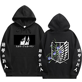 Inspiré par L'Attaque des Titans Mikasa Ackerman Sweat à capuche Anime 100 % Polyester Animé Harajuku Art graphique Kawaii Sweat à capuche Pour Unisexe / Coupl