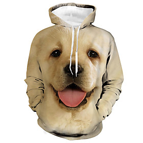 Homme Unisexe Sweat-shirt à capuche Chien Imprimés Photos Imprimer du quotidien Des sports 3D effet Décontractée Designer Pulls Capuche Pulls molletonnés Kaki