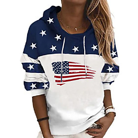 Sweat à capuche décontracté pour femmes drapeau américain croix coeur sweat dessus imprimé pull à manches longues