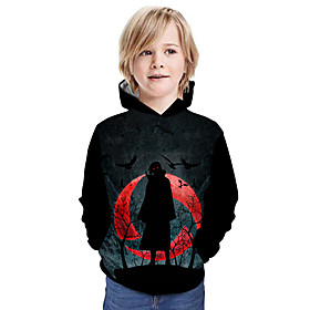 Sweat à capuche Garçon Enfants Naruto Manches Longues 3D effet Animé Vin Enfants Hauts L'autume Actif Extérieur Standard 4-12 ans