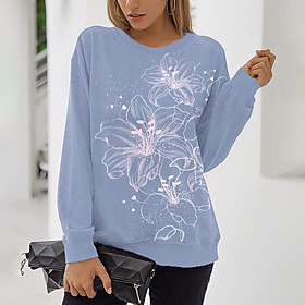 Femme Sweat-shirt Sweat Floral Imprimer Décontractée Des sports Vacances 3D effet Actif Vêtement de rue Pulls Capuche Pulls molletonnés Vert Bleu Violet