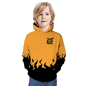 Sweat à capuche Garçon Enfants Naruto Manches Longues 3D effet Animé Gris Enfants Hauts L'autume Actif Extérieur Standard 4-12 ans