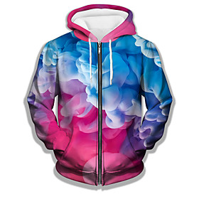 Homme Unisexe Sweat à capuche zippé Veste Imprimés Photos Des nuages Fermeture éclair Imprimer du quotidien Des sports 3D effet Décontractée Designer Pulls Cap