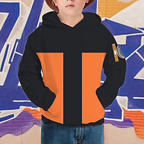 Sweat à capuche Garçon Enfants Naruto Manches Longues 3D effet Pois Poche Noir Enfants Hauts L'autume Actif Extérieur Standard 3-12 ans