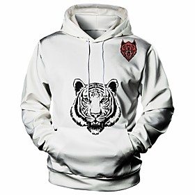 Homme Sweat-shirt à capuche Graphique tigre Animal Décontractée du quotidien Fin de semaine 3D effet Décontractée Pulls Capuche Pulls molletonnés Blanche