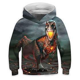 Sweat à capuche Garçon Enfants Manches Longues 3D effet Dinosaure Animal Bleu Enfants Hauts L'hiver Printemps Actif Mode du quotidien du quotidien Intérieur Ex