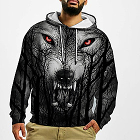 Homme Unisexe Sweat-shirt à capuche Imprimés Photos Animal Imprimer du quotidien Des sports 3D effet Décontractée Designer Pulls Capuche Pulls molletonnés Gris