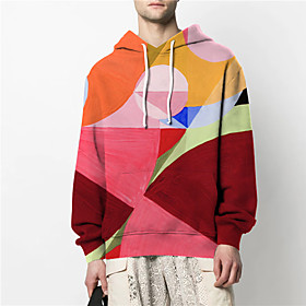 Homme Sweat-shirt à capuche Graphique Bloc de couleur Peinture à l'Huile Poche avant Imprimer Capuche Décontractée du quotidien Fin de semaine 3D effet Décontr