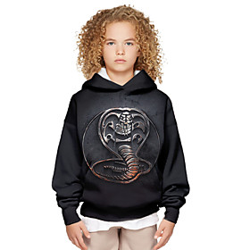 Sweat à capuche Unisexe Enfants Cobra Kai le Karaté Kid Manches Longues 3D effet Animal Noir Enfants Hauts L'autume L'hiver Actif du quotidien du quotidien Int