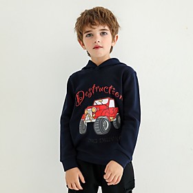 Sweat à capuche Garçon Enfants Manches Longues Automatique Lettre Noir Enfants Hauts L'autume Printemps Actif du quotidien Intérieur Extérieur Standard 2-12 an