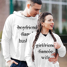 Homme Femme Couple Sweat à capuche Sweat-shirt Texte Poche avant Imprimer Des sports Fin de semaine Estampage à chaud Coton Actif Vêtement de rue Pulls Capuche