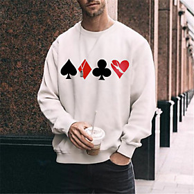 Homme Sweat-shirt Imprimés Photos Poker Imprimer Sport Loisir Décontractée du quotidien Estampage à chaud basique Décontractée Pulls Capuche Pulls molletonnés