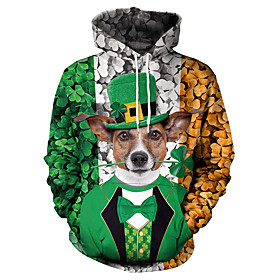 Homme Sweat-shirt à capuche Chien Graphique Imprimer Décontractée du quotidien Vacances Décontractée Fête de la Saint-Patrick Pulls Capuche Pulls molletonnés V