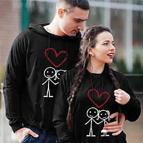 Homme Femme Couple Sweat à capuche Sweat-shirt Cœur Poche avant Imprimer Des sports Fin de semaine Estampage à chaud Coton Actif Vêtement de rue Pulls Capuche