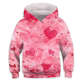 Sweat à capuche Garçon Enfants Manches Longues 3D effet Cœur Poche Rose Claire Enfants Hauts L'autume L'hiver Actif Mode du quotidien du quotidien Intérieur Ex