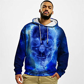 Homme Unisexe Sweat-shirt à capuche Imprimés Photos Crânes Imprimer du quotidien Des sports 3D effet Décontractée Designer Pulls Capuche Pulls molletonnés Bleu