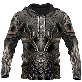 Homme Sweat-shirt à capuche Graphique Armure Lacet Imprimer Décontractée du quotidien Vacances 3D effet Vêtement de sport Décontractée Pulls Capuche Pulls moll