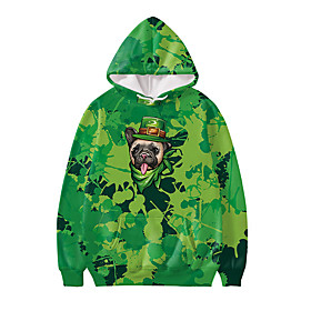 Homme Sweat-shirt à capuche Chien Graphique Décontractée du quotidien Vacances Décontractée Grand et grand Pulls Capuche Pulls molletonnés Vert