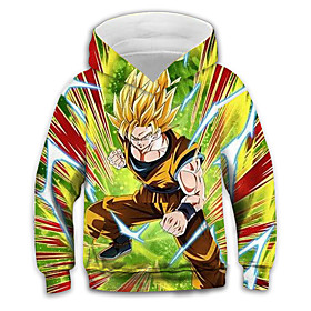 Sweat à capuche Garçon Enfants Dragon Ball Manches Longues 3D effet Animé Poche Vert Enfants Hauts L'autume L'hiver Actif Mode du quotidien du quotidien Intéri