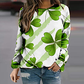 Femme Sweat-shirt Sweat Feuille Imprimer du quotidien Des sports 3D effet Vêtement de rue Fête de la Saint-Patrick Pulls Capuche Pulls molletonnés Vert