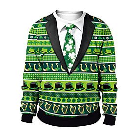 Homme Sweat-shirt Rayure Graphique Imprimer Décontractée du quotidien Vacances Décontractée Fête de la Saint-Patrick Pulls Capuche Pulls molletonnés Vert