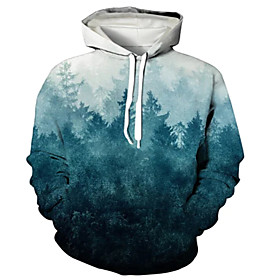 Homme Sweat-shirt à capuche Graphique 3D Paysage Poche avant Capuche du quotidien 3D effet Motifs 3D Décontractée Pulls Capuche Pulls molletonnés Manches Longu