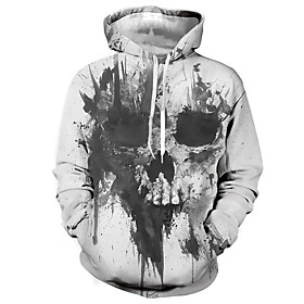 Homme Unisexe Sweat-shirt à capuche Imprimés Photos Crânes Imprimer du quotidien Des sports 3D effet Décontractée Designer Pulls Capuche Pulls molletonnés Gris