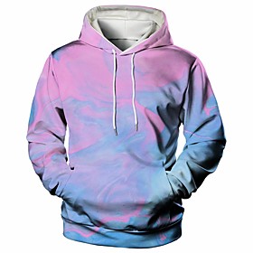 Homme Sweat-shirt à capuche Graphique Décontractée du quotidien Fin de semaine 3D effet Décontractée Pulls Capuche Pulls molletonnés Rose Claire