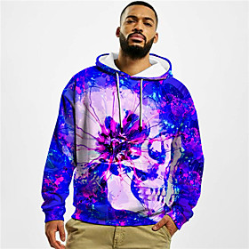 Homme Unisexe Sweat-shirt à capuche Imprimés Photos Crânes Imprimer du quotidien Des sports 3D effet Décontractée Designer Pulls Capuche Pulls molletonnés Bleu